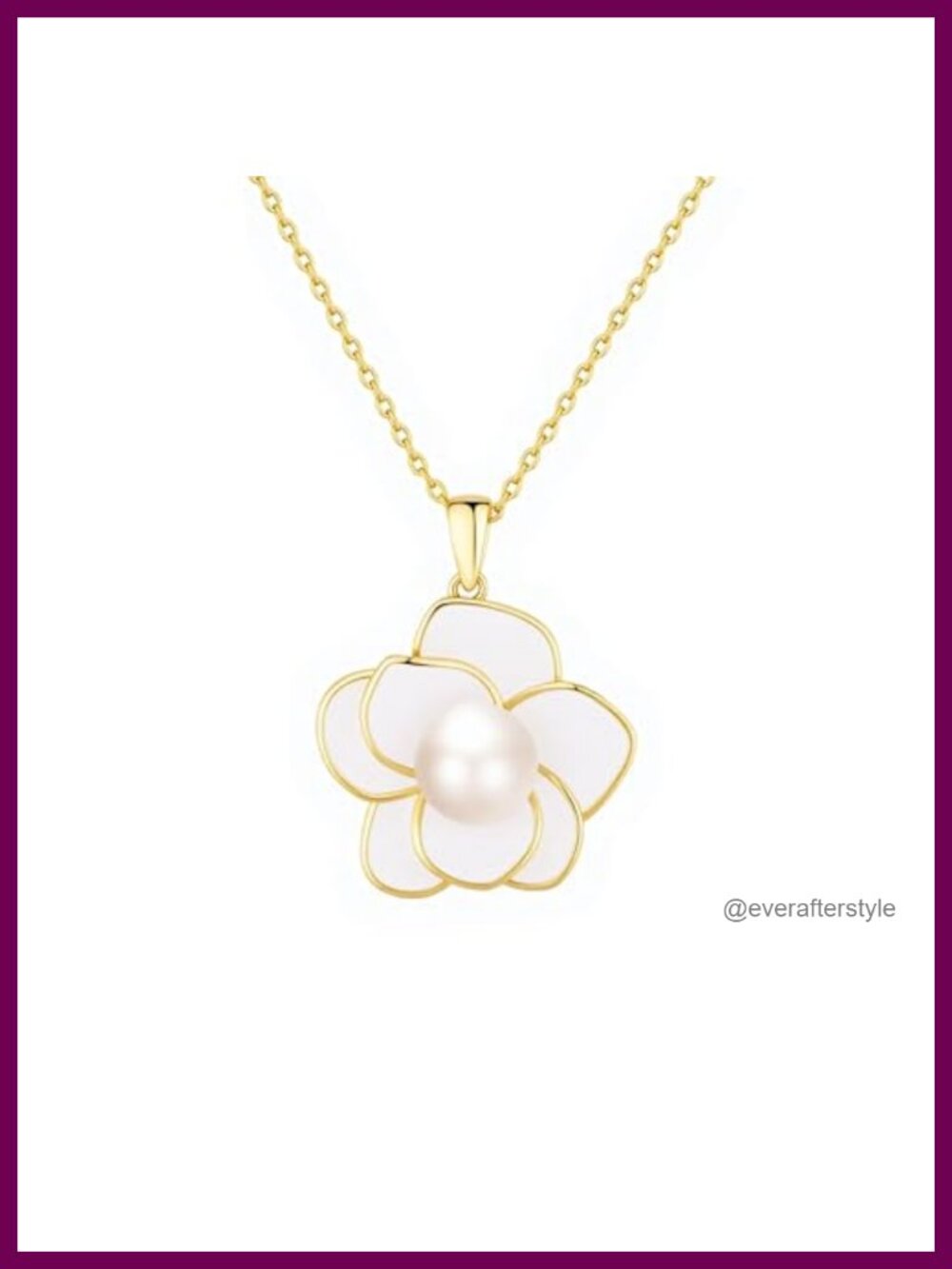 14k Gold Plated Floral Pearl Pendant Necklace for Women